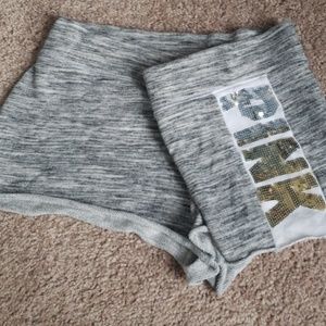 PINK gold and silver sequined lounge shorts